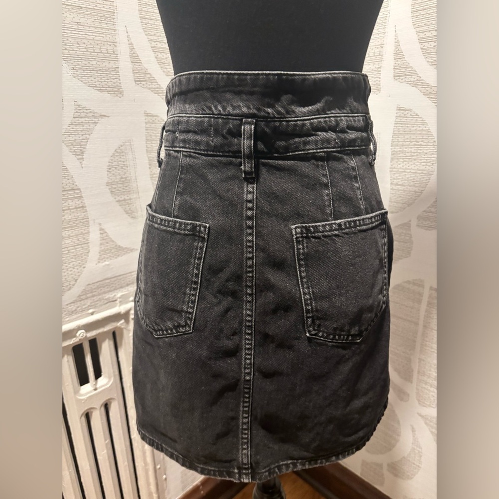 Anthropologie Pilcro black denim button down high waist mini skirt size 4 - Picture 3 of 5